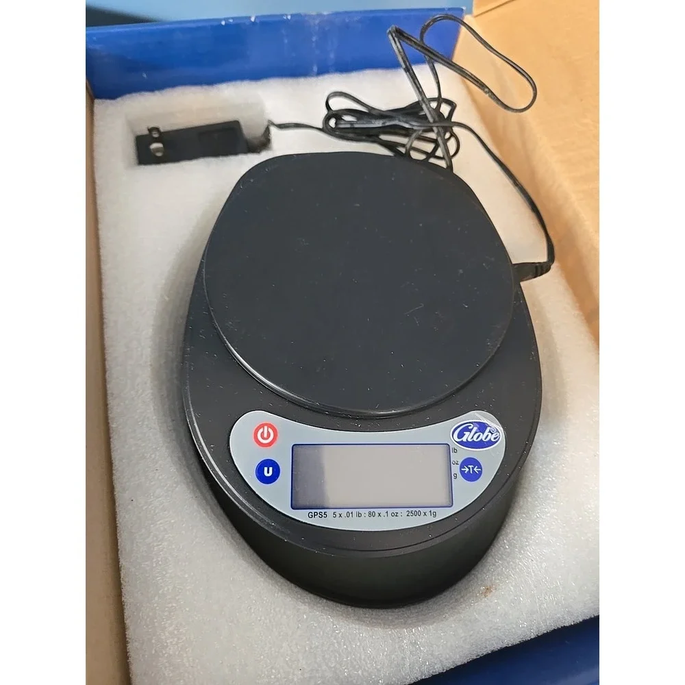 Globe GPS5 5lb Digital Portion Control‎ Scale With Plastic Platter Bowl